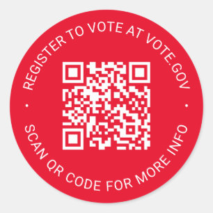 Register to vote scannable QR Code custom red Classic Round Sticker