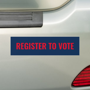 Register to vote simple red navy blue patriotic bumper sticker