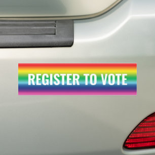 Register to vote typography rainbow gradient lgbt bumper sticker