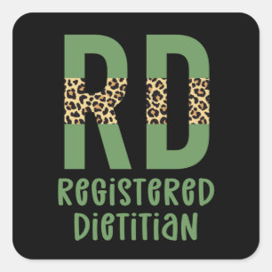 Registered Dietician Cheetah print RD Gifts Square Sticker