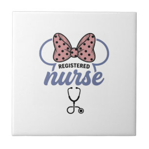 Registered Nurse Bow Stethoscope Vintage Graphic_1 Ceramic Tile