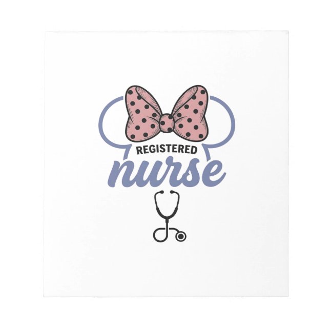 Registered Nurse Bow Stethoscope Vintage Graphic_1 Notepad (Front)