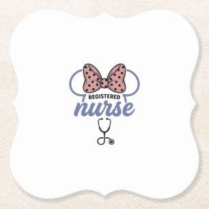 Registered Nurse Bow Stethoscope Vintage Graphic_1 Paper Coaster