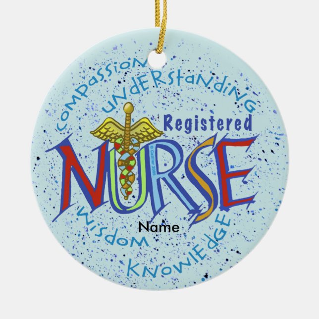 Registered Nurse Caduceus Ceramic Ornament (Front)