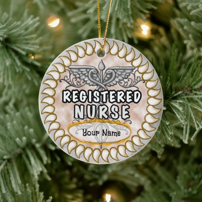 Registered Nurse Caduceus Ceramic Ornament (Tree)