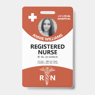 Registered nurse caduceus, logo terracotta photo  ID badge