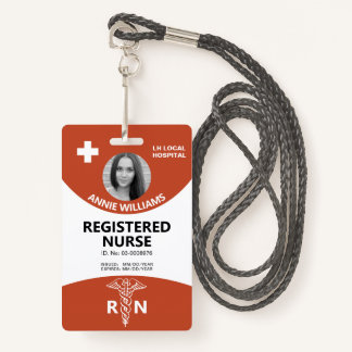 Registered nurse caduceus, logo terracotta photo  ID badge