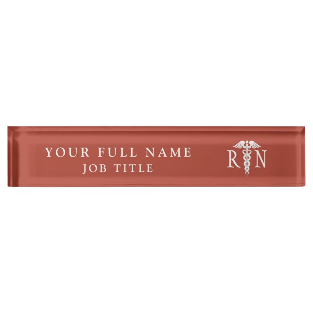 Registered Nurse Caduceus Medical Terracotta Nameplate (Front)