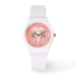 Registered Nurse Caduceus Medical White Custom Watch