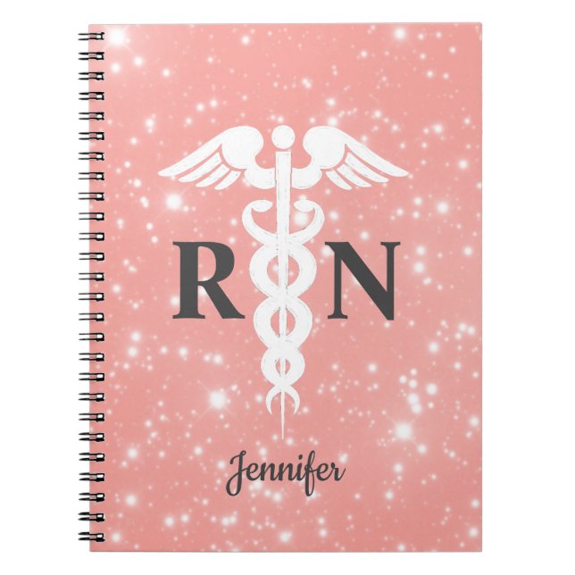 Registered Nurse Caduceus Pink Personalised Notebook (Front)