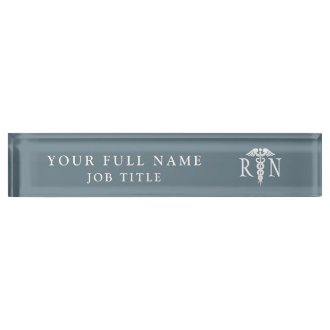 Registered Nurse Case Manager Dusty Blue Medical Nameplate (Front)