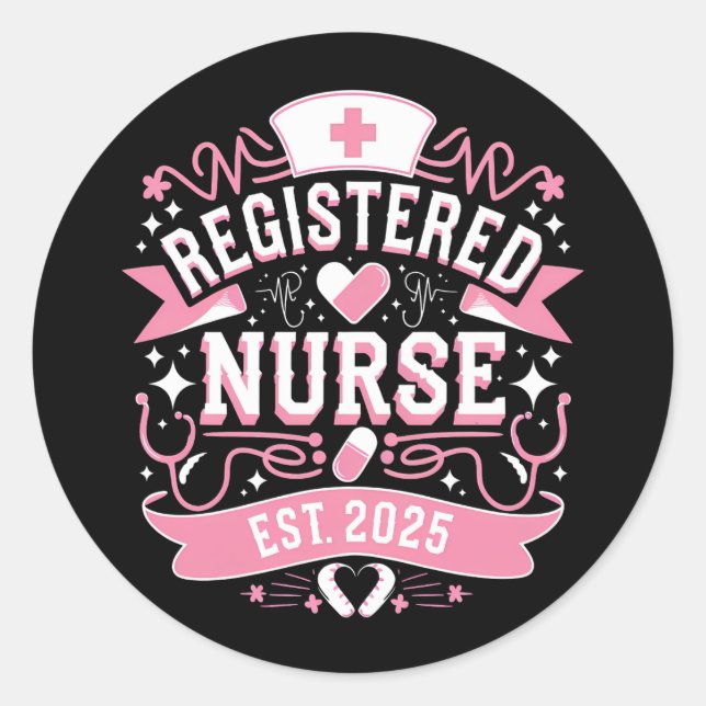 Registered Nurse Est 2025 Nursing Student Classic Round Sticker (Front)