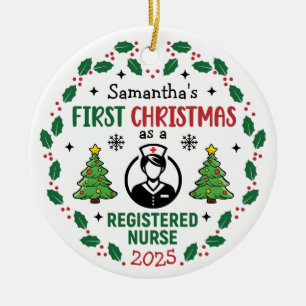 Registered Nurse First Christmas Personalised  Ceramic Ornament