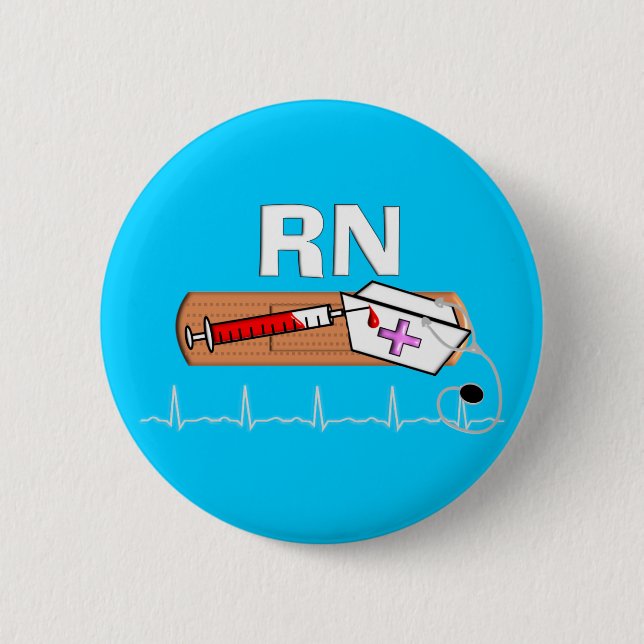 Registered Nurse Gifts "RN" 6 Cm Round Badge (Front)