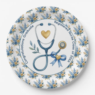 Registered Nurse Graduation Stethoscope Design Paper Plate