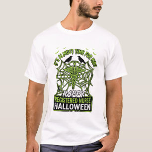 Registered Nurse Halloween Caduceus Spiderweb Crow T-Shirt