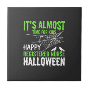Registered Nurse Halloween Spiderweb and Raven Ceramic Tile