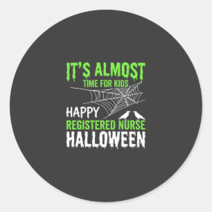 Registered Nurse Halloween Spiderweb and Raven Classic Round Sticker