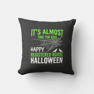 Registered Nurse Halloween Spiderweb and Raven Cushion