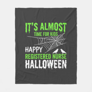 Registered Nurse Halloween Spiderweb and Raven Fleece Blanket