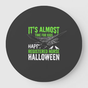 Registered Nurse Halloween Spiderweb and Raven Large Clock