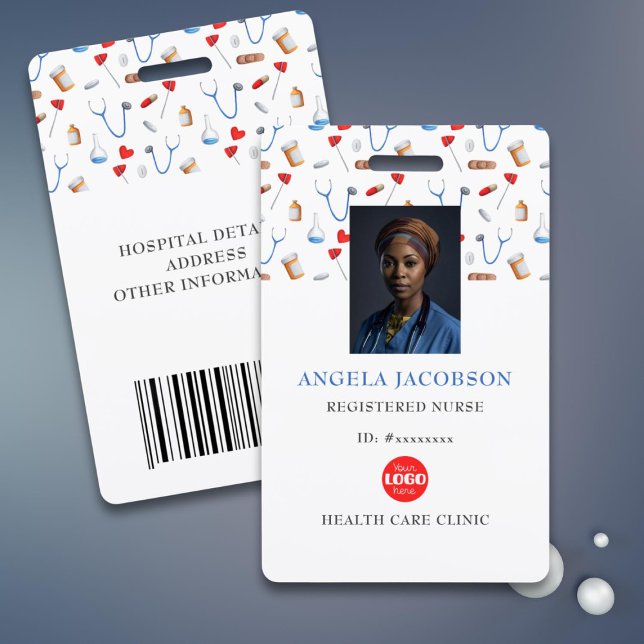 Registered Nurse Healthcare Logo Barcode ID Badge (Creator Uploaded)