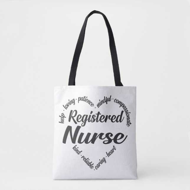 Registered Nurse Heart Word Cloud Tote Bag (Front)