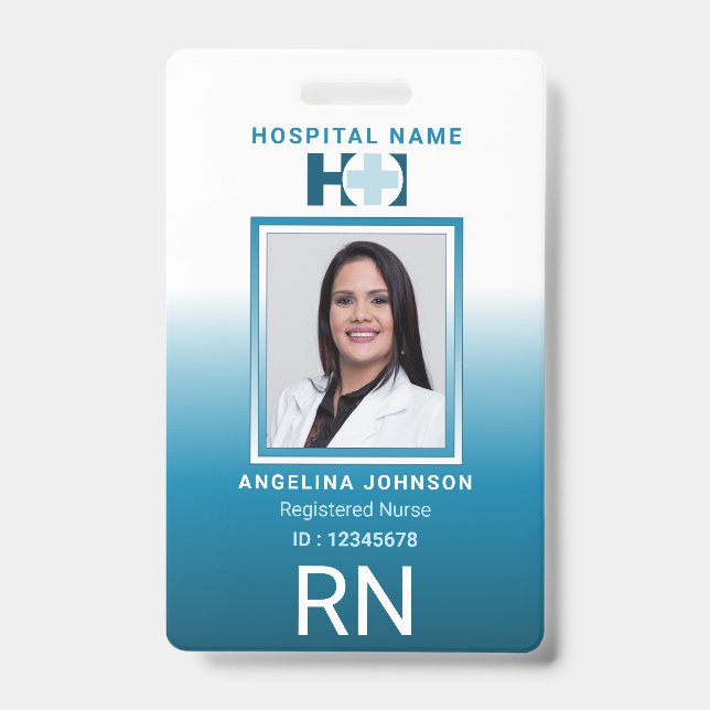 Registered Nurse ID Identification Name Photo Blue Badge (Front)