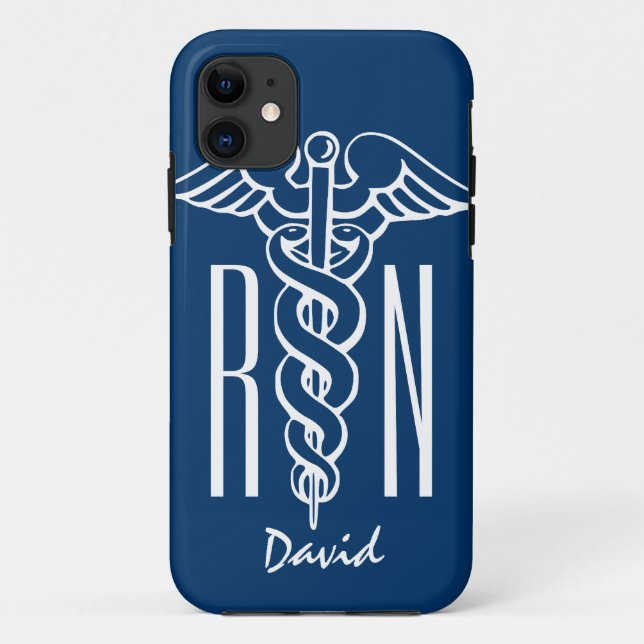 Registered Nurse iPhone cover | Blue RN caduceus (Back)