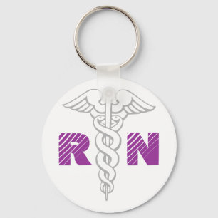 Registered Nurse Keychain with caduceus symbol