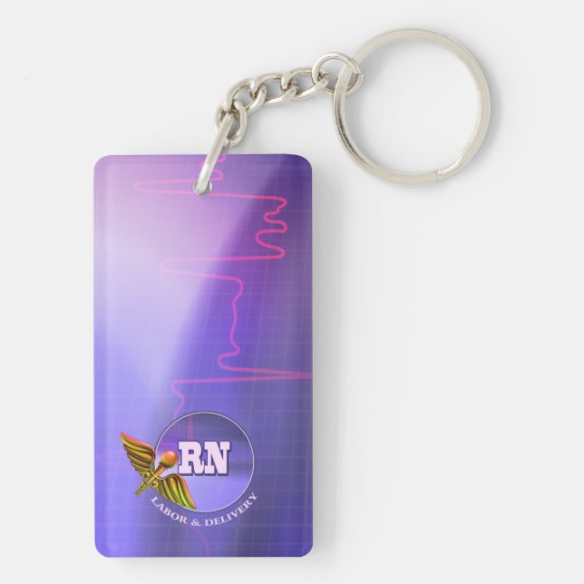 Registered Nurse | Labour & Delivery. Custom Name Key Ring (Back)