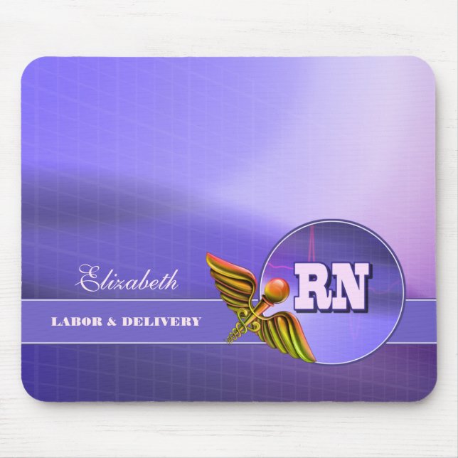 Registered Nurse | Labour & Delivery. Custom Name Mouse Pad (Front)
