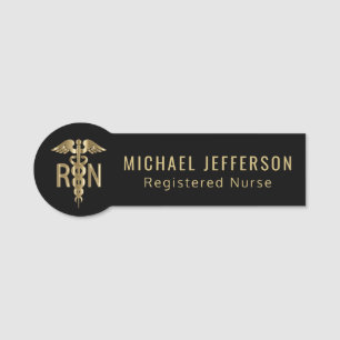 Registered Nurse - Logo - Black and Gold Name Tag