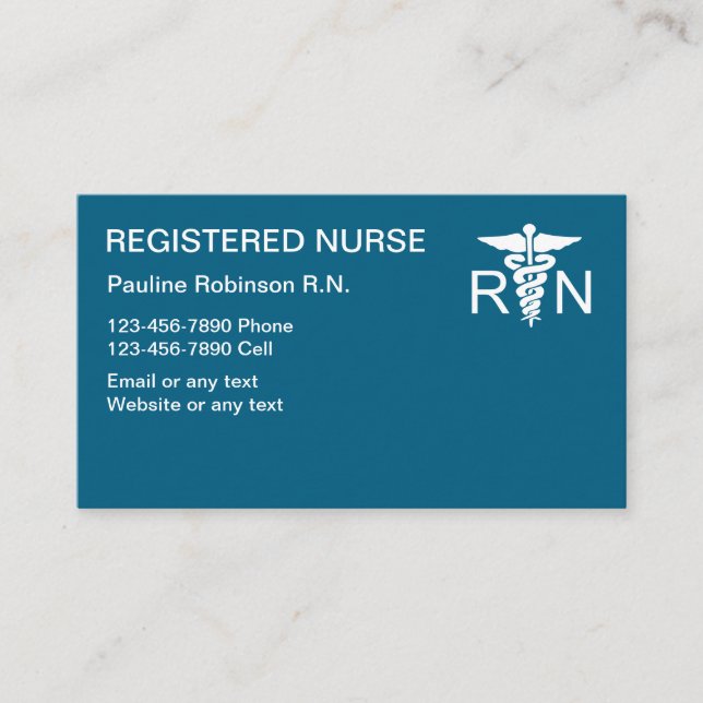 Registered Nurse Logo Business Cards (Front)