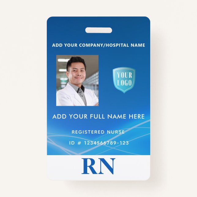 Registered Nurse,LPN Photo ID with Logo ID Badge (Front)