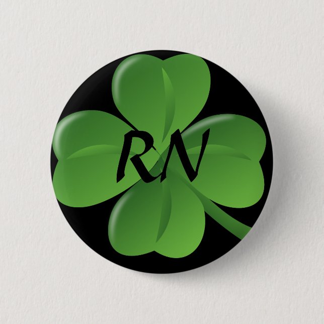 Registered Nurse Lucky Green Shamrock 6 Cm Round Badge (Front)