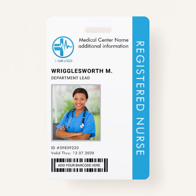 Registered Nurse Medical Centre Employee Photo ID ID Badge (Front)