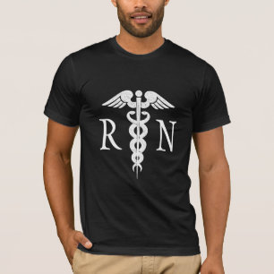 Registered Nurse Medical White Caduceus RN Black T-Shirt