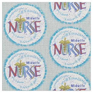 Registered Nurse Midwife Caduceus Fabric