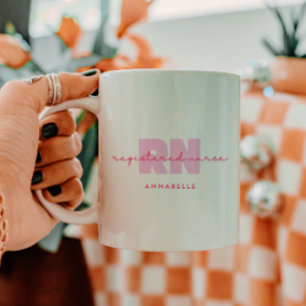 Registered Nurse Minimal Personalised Pink Script Coffee Mug