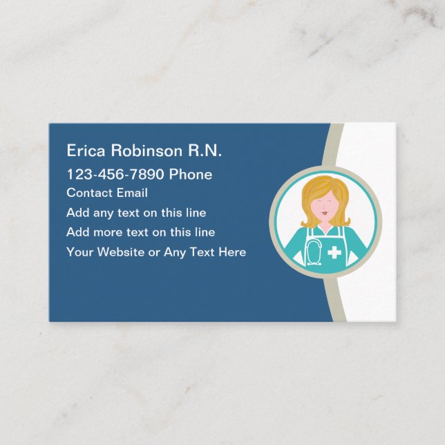 Registered Nurse Modern Business Cards (Front)