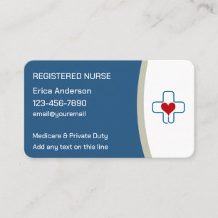 Registered Nurse Modern Cross Heart Business Cards