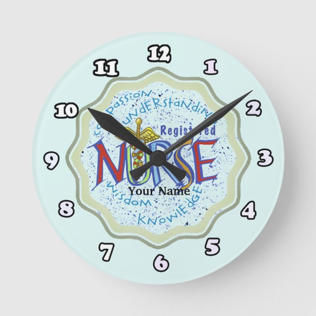 Registered Nurse Motto Round Clock (Front)