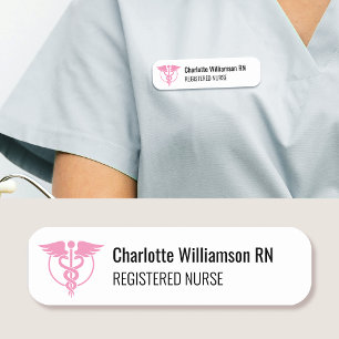 Registered Nurse Name Tag ID Badge Logo Pink