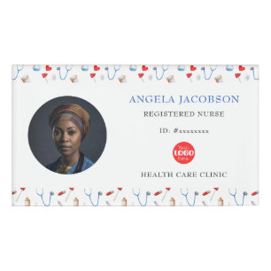 Registered Nurse Photo Healthcare Round Logo Name Tag