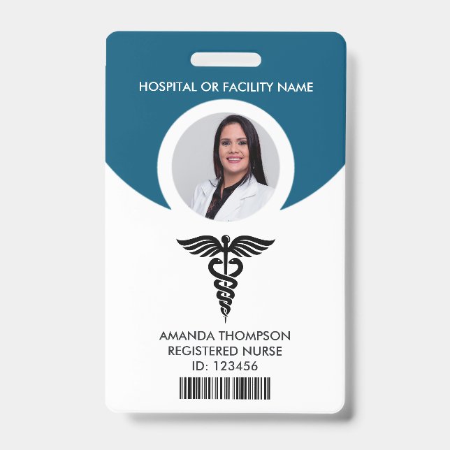 Registered Nurse Photo Identification ID Badge (Front)