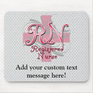 Registered Nurse, Pink Cross Swirls Mouse Pad