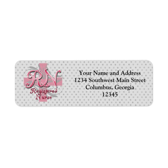 Registered Nurse, Pink Cross Swirls Return Address Label