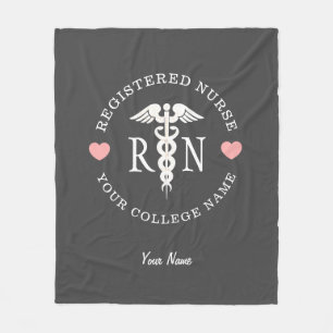 Registered Nurse Pink Hearts Medical Personalised Fleece Blanket