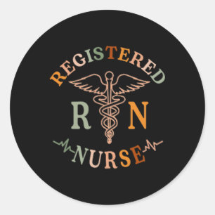 Registered Nurse Retro Medical Nursing Rn Healthca Classic Round Sticker